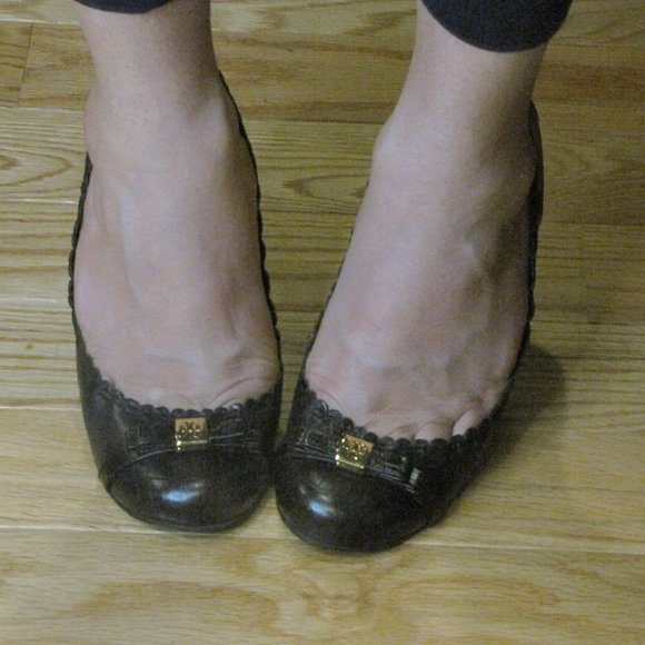 NEW Tory Burch Marie 4" Black Nappa Italian Leather Heel with Bow 9.5 - Picture 3 of 14